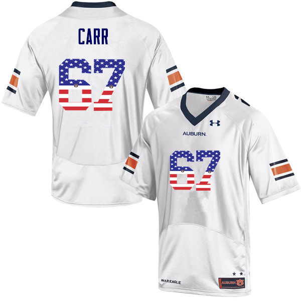 Men #67 Tyler Carr Auburn Tigers USA Flag Fashion College Football Jerseys-White - Click Image to Close